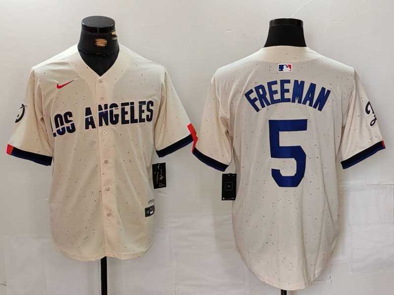 Mens Los Angeles Dodgers #5 Freddie Freeman Cream 2024 City Connect Limited Stitched Jersey